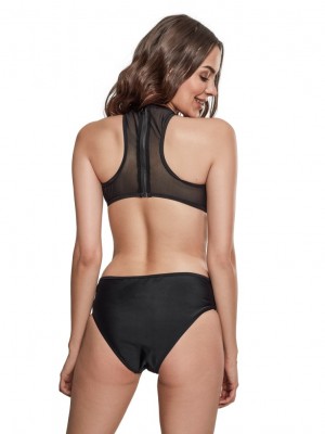 Цял бански костюм в черен цвят Urban Classics Ladies Tech Mesh Swimsuit 