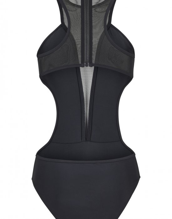 Цял бански костюм в черен цвят Urban Classics Ladies Tech Mesh Swimsuit, Urban Classics, Бански - Complex.bg