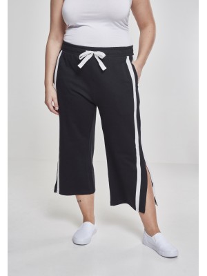 Дамски панталони в черен цвят Urban Classics Ladies Taped Terry Culotte black/white 