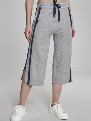 Дамски панталони в сив цвят Urban Classics Ladies Taped Terry Culotte grey/navy 