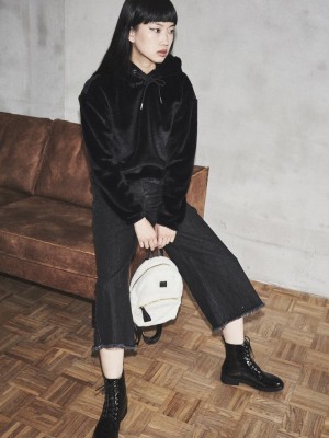 Дамски дънки в черен цвят Urban Classics  Ladies Denim Culotte black washed 