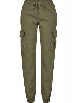 Дамски карго панталон в масленозелен цвят Urban Classics Ladies High Waist Cargo Jogging Pants summerolive 