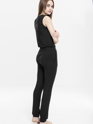 Дамски гащеризон в черен цвят Urban Classics Ladies Tech Mesh Long Jumpsuit black 