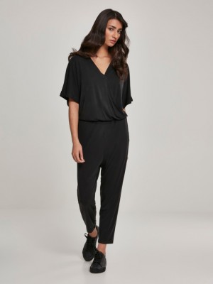 Дамски гащеризон в черен цвят Urban Classics Ladies Modal Jumpsuit black 