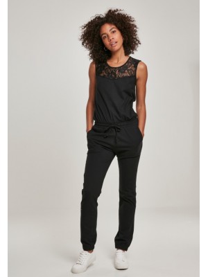 Дамски гащеризон с дантела в черен цвят Urban Classics Ladies Lace Block Jumpsuit 