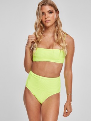 Бански костюм от две части Urban Classics Ladies High Waist Bandeau Bikini electriclime 