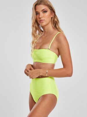 Бански костюм от две части Urban Classics Ladies High Waist Bandeau Bikini electriclime 