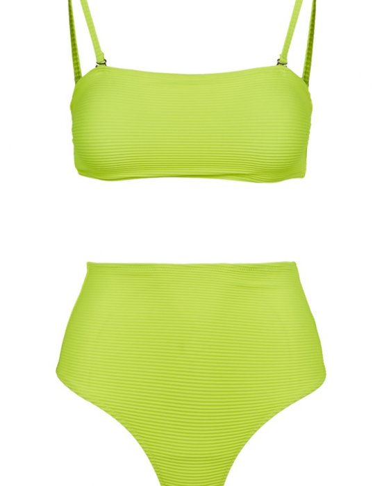 Бански костюм от две части Urban Classics Ladies High Waist Bandeau Bikini electriclime, Urban Classics, Бански - Complex.bg