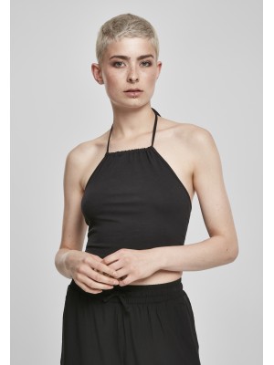 Комплект от 2 дамски топа в черно и бяло Urban Classics Ladies Cropped Neckholder Top 2-Pack