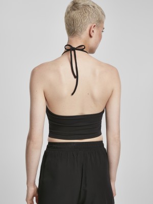 Комплект от 2 дамски топа в черно и бяло Urban Classics Ladies Cropped Neckholder Top 2-Pack