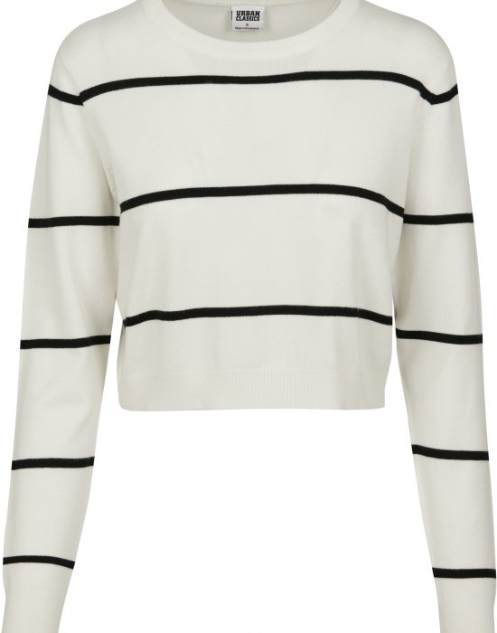 Дамска къса блуза в бяло Urban Classics Ladies Short Striped Sweater, Urban Classics, Блузи - Complex.bg