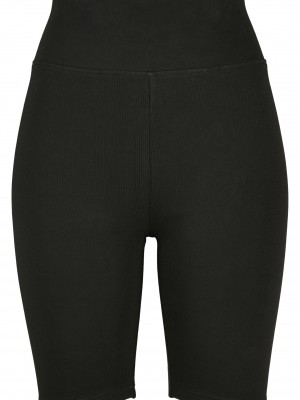 Комплект дамски къси панталони в бяло и черно Urban Classics Ladies High Waist Cycle Shorts 2-Pack