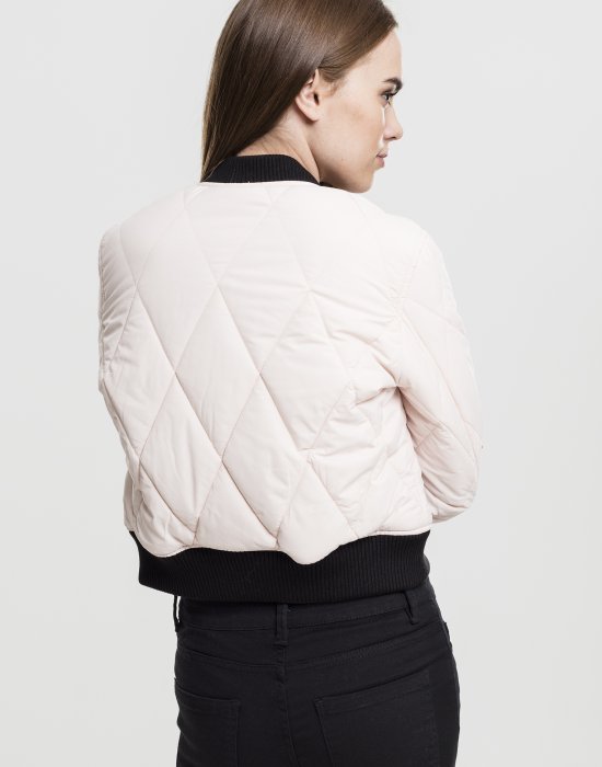 Дамско яке в розово Urban Classics Ladies Diamond Quilt Short Bomber, Urban Classics, Жени - Complex.bg