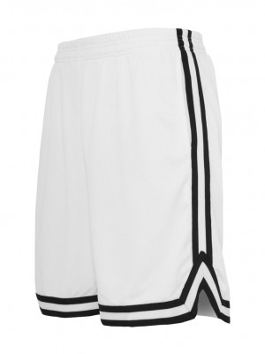 Мъжки къси панталони в бяло с черни кантове Urban Classics Ladies Stripes Mesh Shorts