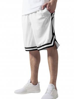 Мъжки къси панталони в бяло с черни кантове Urban Classics Ladies Stripes Mesh Shorts