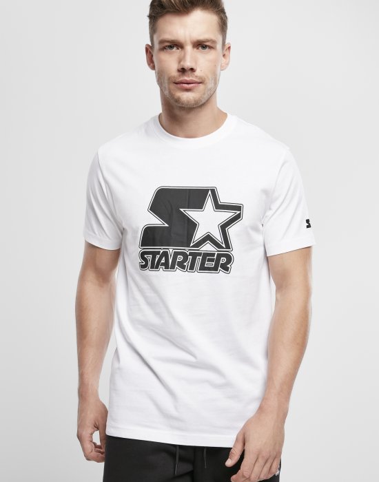 Мъжка тениска в бял цвят Starter Contrast Logo Jersey, STARTER, Тениски - Complex.bg