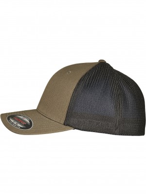 Шапка с козирка в масленозен цвят Flexfit Trucker Recycled Mesh