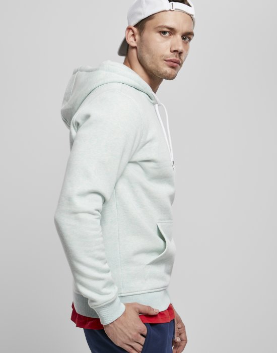 Мъжки суичър в светлосин меланж Urban ClassicsBasic Melange Hoody, Urban Classics, Суичъри - Complex.bg