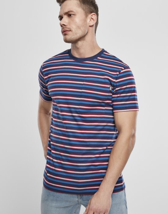 Мъжка тениска в син цвят Urban Classics Fast Stripe Pocket, Urban Classics, Тениски - Complex.bg