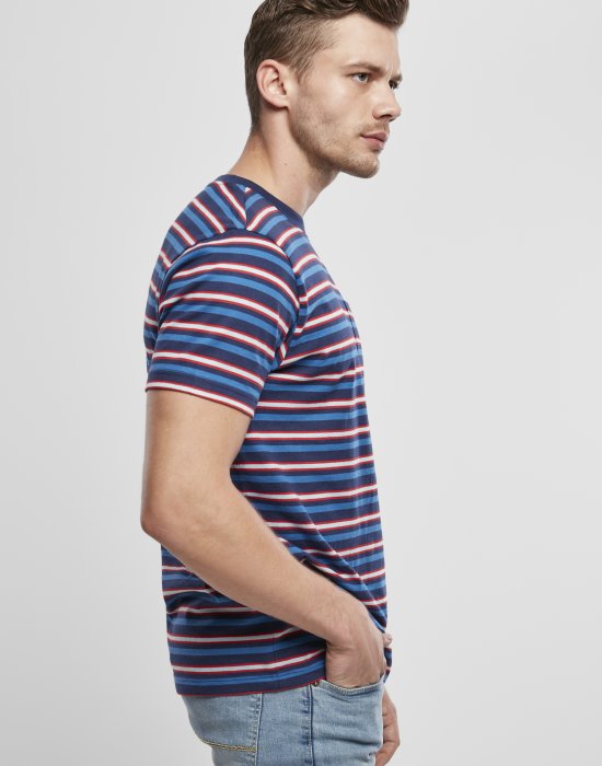 Мъжка тениска в син цвят Urban Classics Fast Stripe Pocket, Urban Classics, Тениски - Complex.bg