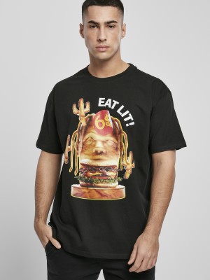 Мъжка тениска в черно Mister Tee Eat Lit Oversize
