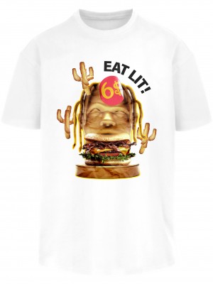 Мъжка тениска в бяло Mister Tee Eat Lit Oversize Мъжка тениска в бяло Mister Tee Eat Lit Oversize