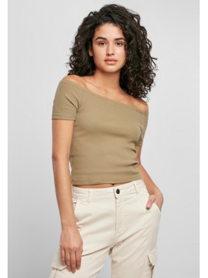 Дамска къса тениска в каки цвят Urban Classics 