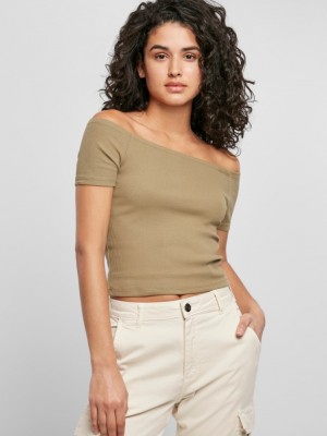 Дамска къса тениска в каки цвят Urban Classics 