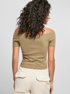 Дамска къса тениска в каки цвят Urban Classics 