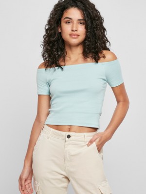 Дамска къса тениска в светлосин цвят Urban Classics 