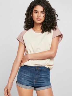 Дамска тениска с реглан ръкави Urban Classics whitesand/duskrose