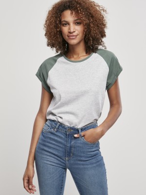 Дамска тениска с реглан ръкави Urban Classics lightgrey/paleleaf