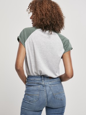 Дамска тениска с реглан ръкави Urban Classics lightgrey/paleleaf
