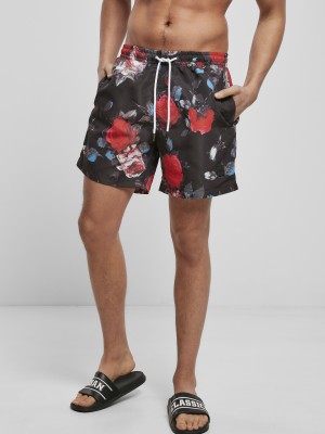 Мъжки плувни шорти Urban Classics Pattern?Swim Shorts black rose aop 