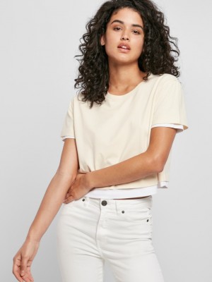 Дамска двупластова тениска Urban Classics wht/sand