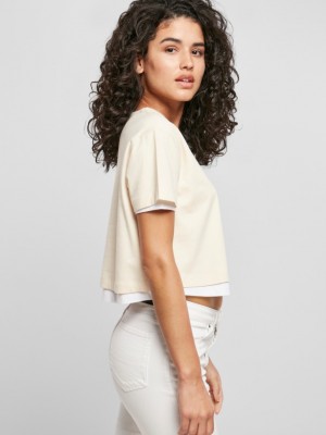 Дамска двупластова тениска Urban Classics wht/sand