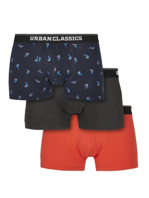 Комплект от три чифта боксерки Urban Classics bird aop+ boxer orange + cha 