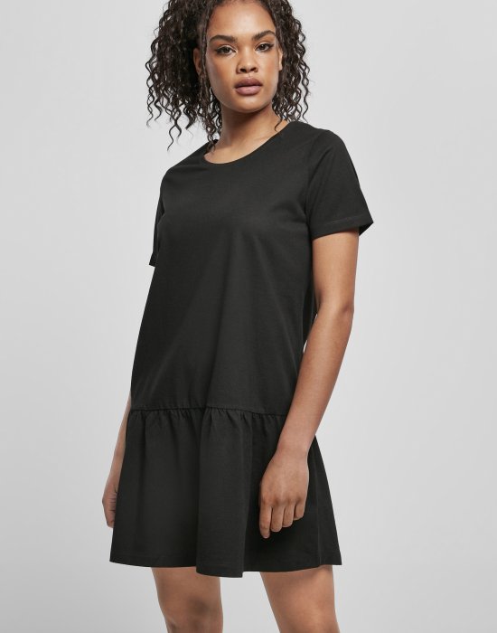 Дамска рокля в черен цвят Urban Classics Ladies Valance Tee Dress, Urban Classics, Рокли - Complex.bg