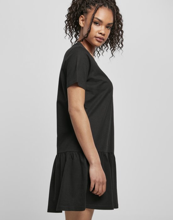 Дамска рокля в черен цвят Urban Classics Ladies Valance Tee Dress, Urban Classics, Рокли - Complex.bg