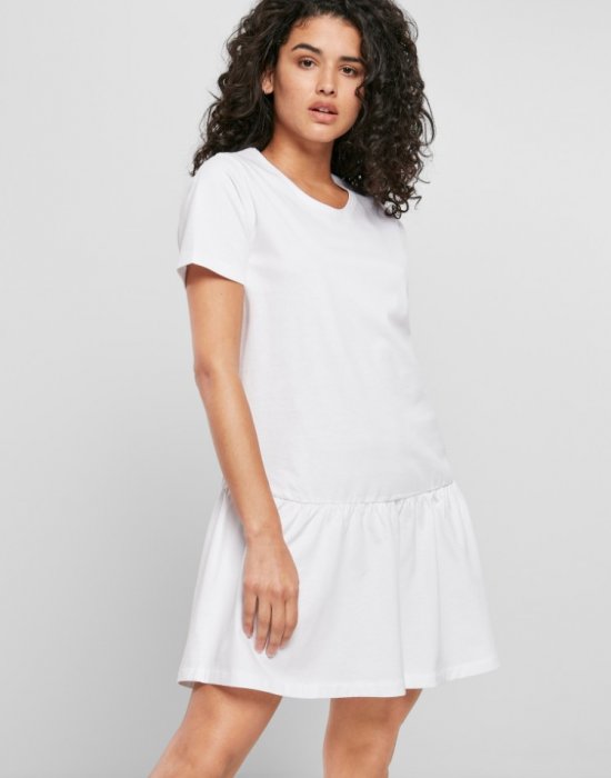 Дамска рокля в бял цвят Urban Classics Ladies Valance Tee Dress, Urban Classics, Рокли - Complex.bg