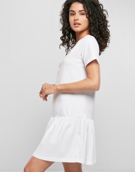 Дамска рокля в бял цвят Urban Classics Ladies Valance Tee Dress, Urban Classics, Рокли - Complex.bg