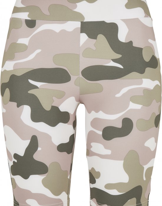 Дамски къс клин в камуфлажен десен Urban Classics High Waist Camo Tech Cycle Shorts duskrose camo, Urban Classics, Клинове - Complex.bg