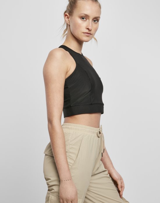 Дамски спортен къс топ Urban Classics Cropped Shiny Rib, Urban Classics, Топове - Complex.bg