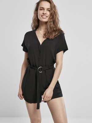 Дамски гащеризон Urban Classics Ladies Short Viscose Belt Jumpsuit 