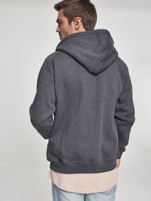 Мъжки изчистен суичър с цип Urban Classics charcoal TB014C