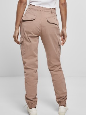 Дамски карго панталон Urban Classics Ladies High Waist Cargo Pants  в цвят пепел от рози