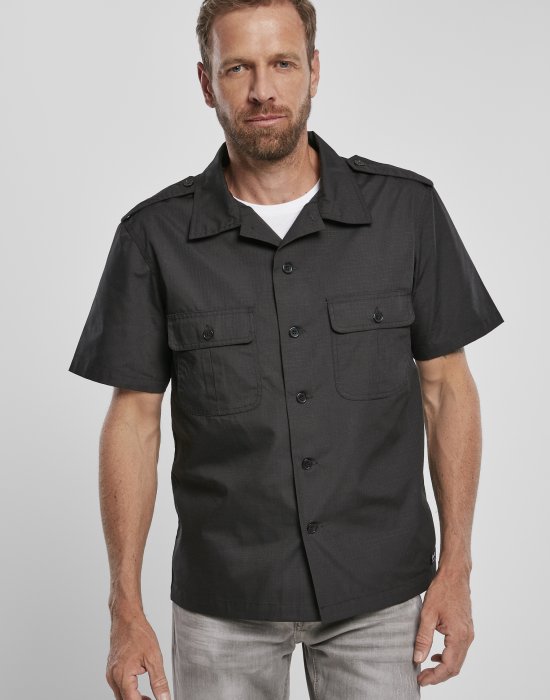 Мъжка риза с къс ръкав в черно Brandit, Brandit, Ризи - Complex.bg