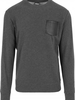 Мъжка тъмносива блуза Urban Classics с кожен джоб charcoal/leather