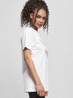 Дамска тениска в бял цвят Mister Tee Ladies FU Sign Language 