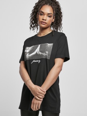 Дамска тениска в черен цвят Mister Tee Ladies Pray 